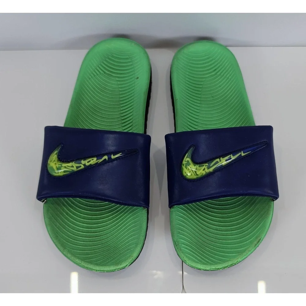 Nike Kawa Slide Kid's Size 10 Blue Green AJ7293 400